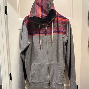 Gray and Multicolor Hooded Sweater